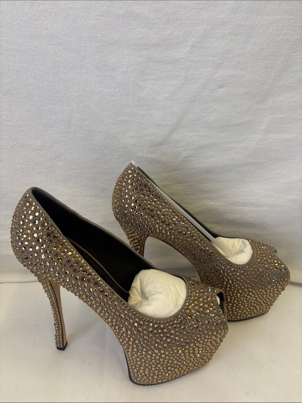 Giuseppe Zanotti SS2013 Archival Liza 90 Crystal Suede Platform Pumps - Picture 8 of 15